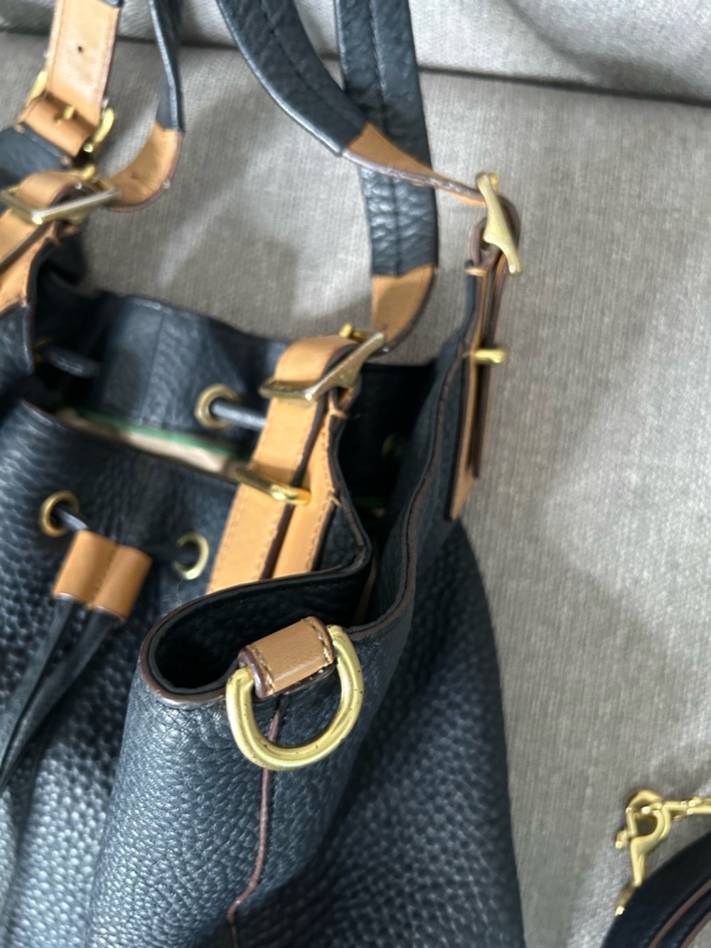 Coach Legacy Drawstring XL Shoulder Bag in navy pebbled leather - Picture 10 of 16